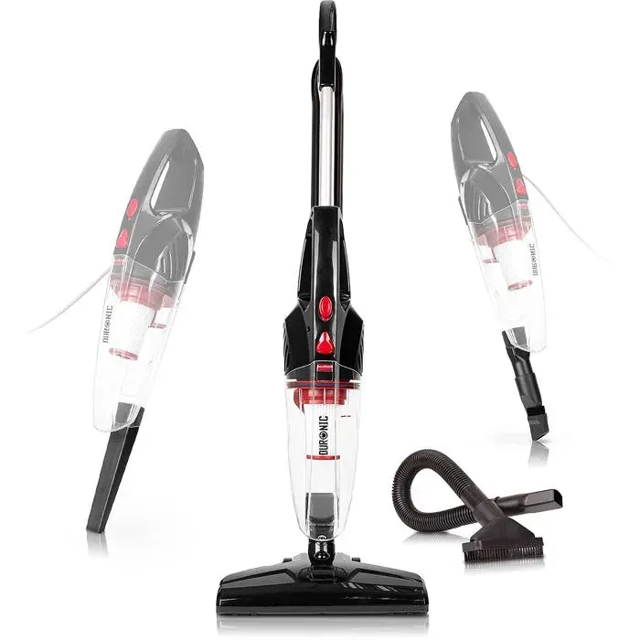 Duronic VC8 BK Aspirateur Balai et à Main sans Sac Classe A + tête suceuse/Flexible/Brosse - Se converti en Quelques Secondes !