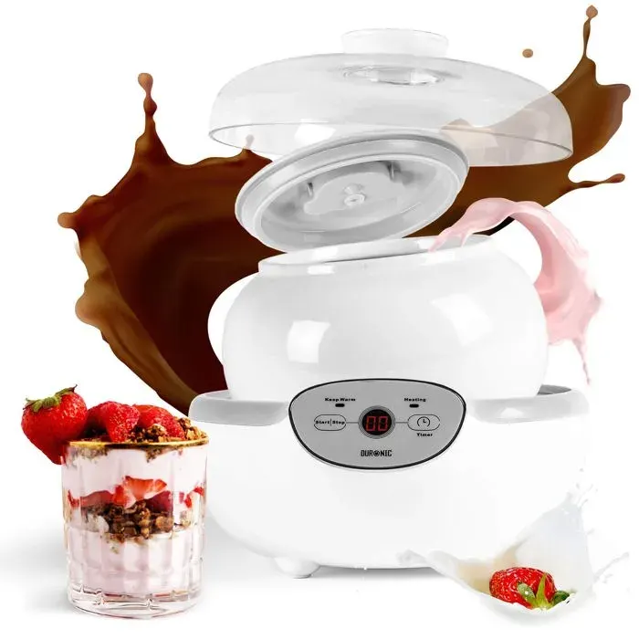 Duronic YM1 Yaourtière électrique programmable 1 pot de 1500 ml Machine à yaourt avec Thermostat et Pot de 1.5 L en Céramique