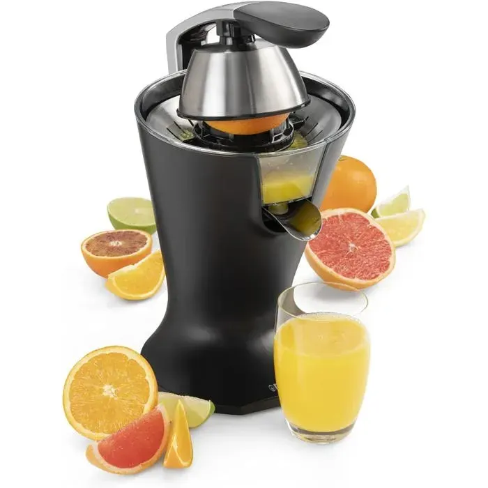 E Presse-Agrumes – Levier De Pression – 300 W – Acier Inoxydable – Noir Mat – Facile À Nettoyer