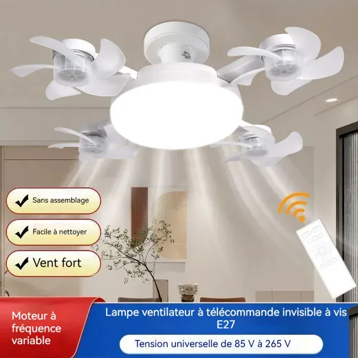 E27 Fan Light 50cm quatre têtes - drone Fan Light 60W minuterie à distance VENTILATEUR