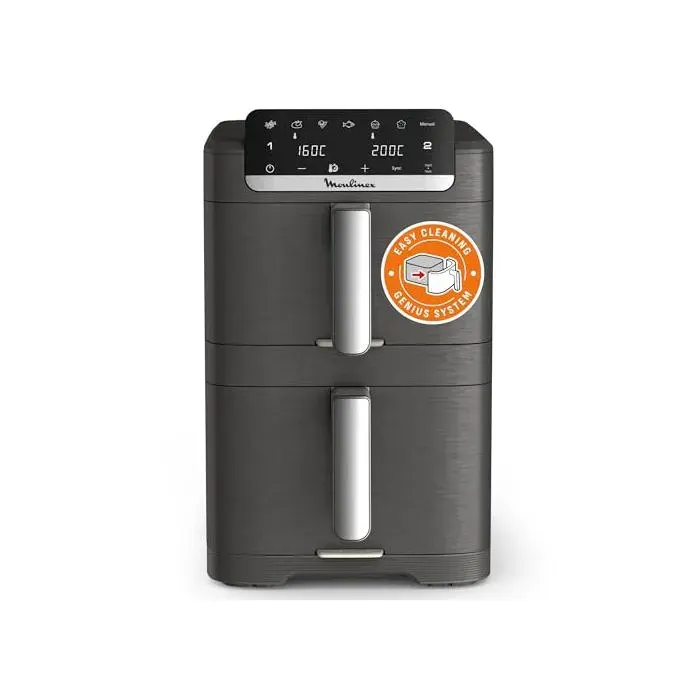 Easy Fry Crispy Stack 10L Design Compact Façade amovible 2 tiroirs verticaux 6L et 4L 7 programmes intuitifsEZ756HF0