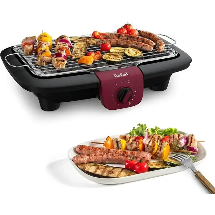 EasyGrill Adjust Barbecue Électrique2300WGrille InoxLarge surface de cuissonFumée RéduiteTempérature BG90E5