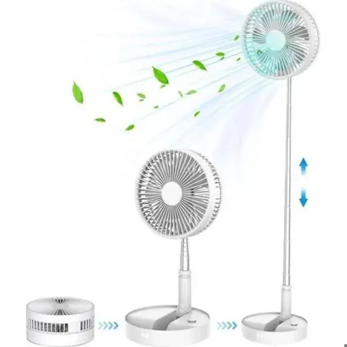 Ecleanfy - Ventilateur sur pied portable silencieux 9 pliable – 4 vitesses – 7200mAh USB rechargeable – Idéal pour chambre et bu