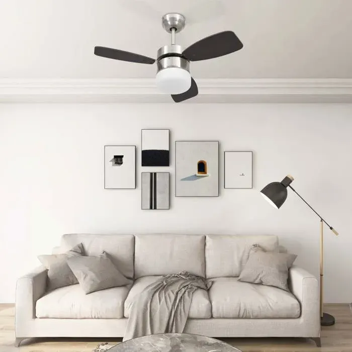 Economique Ventilateur de plafond - BONNIE - lampe et télécommande 76 cm Marron foncé EUXT400905