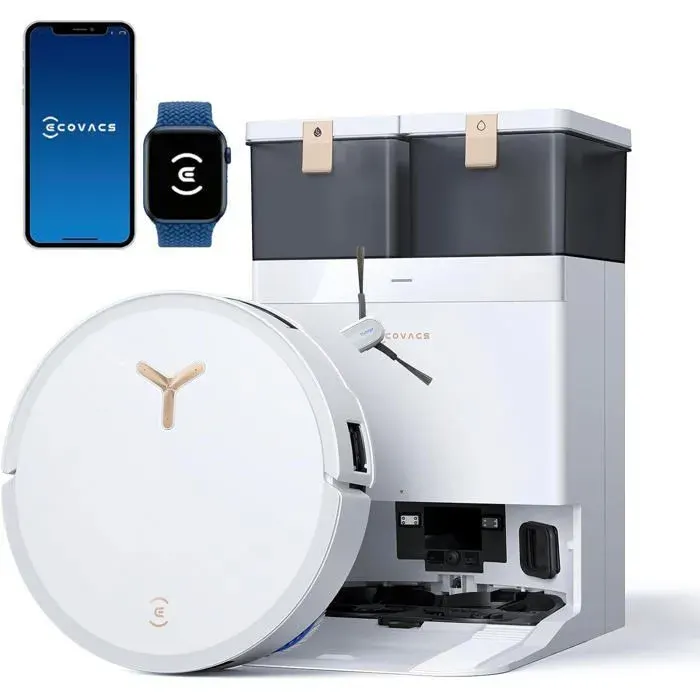 ECOVACS DEEBOT T50 MAX PRO Gen2 Robot Aspirateur Laveur avec Station 18500 Pa Ajout Automatique Solution de Nettoyage