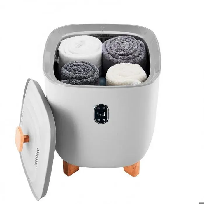 Écran LED chauffe-serviettes 25 L seau sèche-serviettes à chauffage uniforme pour salle de bain et spa gris