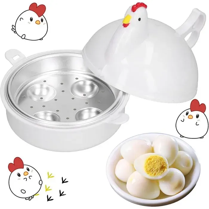 Egg boiler micro-ondes 4 œufs cuisson rapide compacte 13.3×15.7 cm