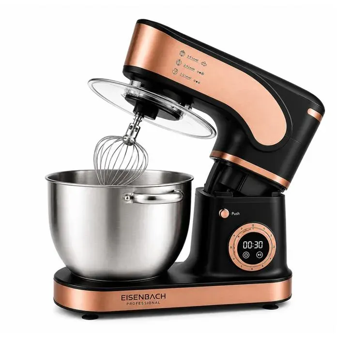 Eisenbach Robot pâtissier planétaire 2500 W 10 litres Bol en Acier Acier inoxydable Pétrissage mélange et fouettage Noir