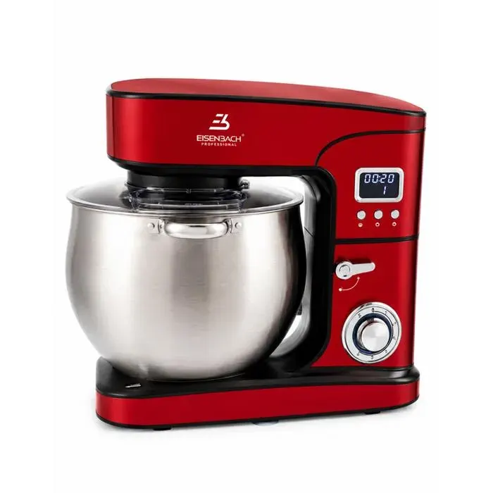 Eisenbach Robot Pâtissier Professionnel 14 L 2800 W Mélange Planétaire Bol Inox Écran LED Tactile Couvercle Anti-Éclaboussures