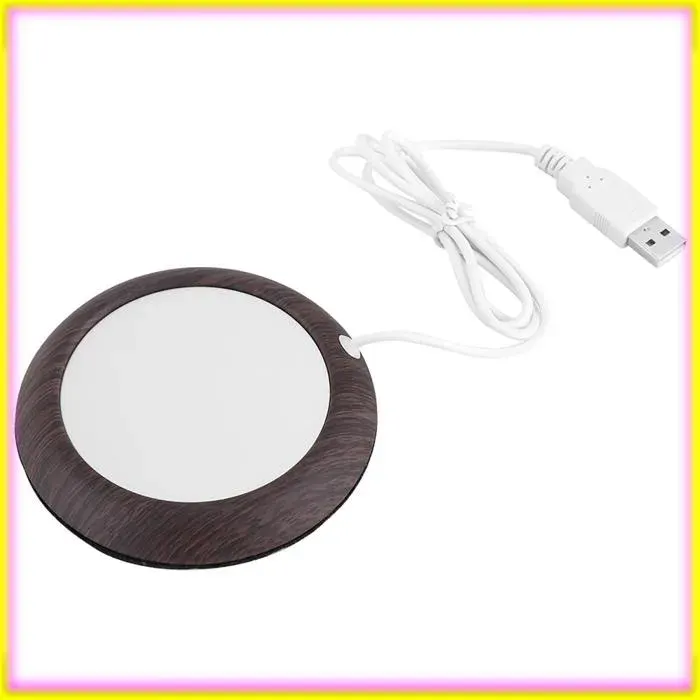 EJ.life Tapis Chauffe-tasse USB en Bois de Noyer Chauffe Boissons Café Thé Bureau Maison Grain de bois de noyer foncé