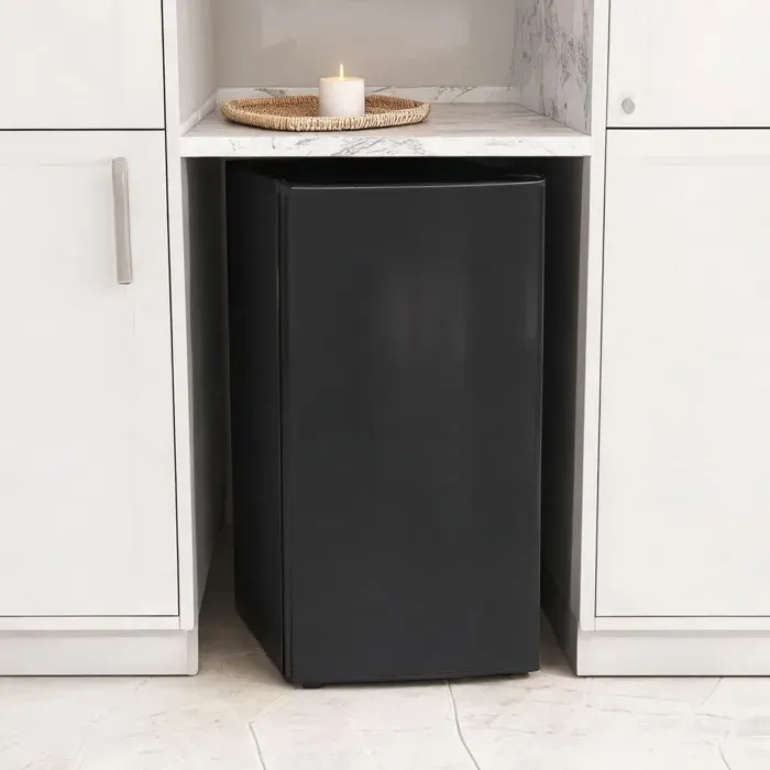 Electrical Appliances with Noir Acier and 18.7 x 17.4 x 33.1 in Réfrigérateur sous-comptoir 91 L acier noir avec zone