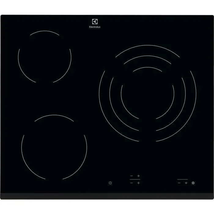 ELECTROLUX EHV6232FOK Table de cuisson vitrocéramique- 3 foyers - 5700W - L59 x P52cm - Revêtement verre - Noir