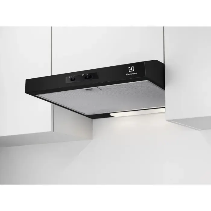 ELECTROLUX Hotte visière Casquette aspirante noire largeur 60cm débit dair 272m3/h