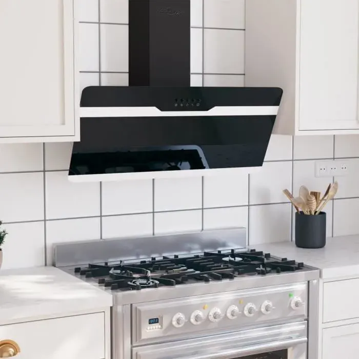 Elegant Hotte murale 90 cm Acier et verre trempé NoirBonne vie58724 - Noir 986 Kg