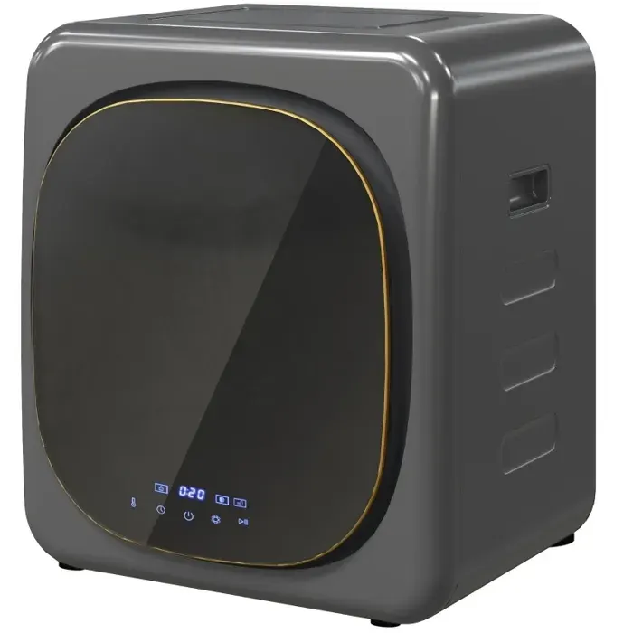 ELVORIN Sèche-linge mini à évacuation 4 kg 40 x 48 x 56 cm 6 programmes écran LED tactile 800 W pose libre ou murale gris