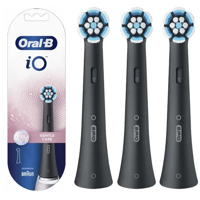 Embouts de brosse - ORAL-B - Gentle Care - Pack 3 - Compatible iO - Noir
