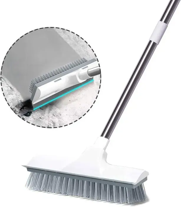 en 1 autolaveuse avec raclette à eau brosse à récurer à manche réglable avec poils durs balai de rue pour nettoyer terrasse c