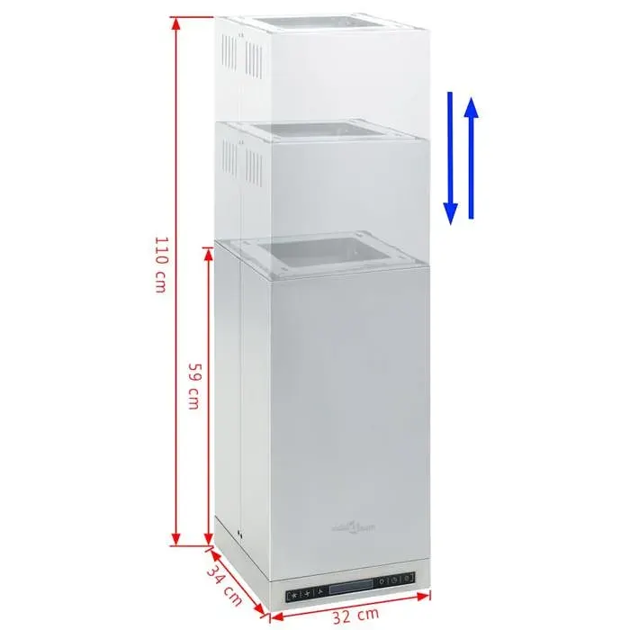 EN SOLDE*Meuble de cuisine -Hotte îlot - MONNA - HOTTE ASPIRANTE - avec écran tactile LCD et capteur 756 m³ / h LED@741898