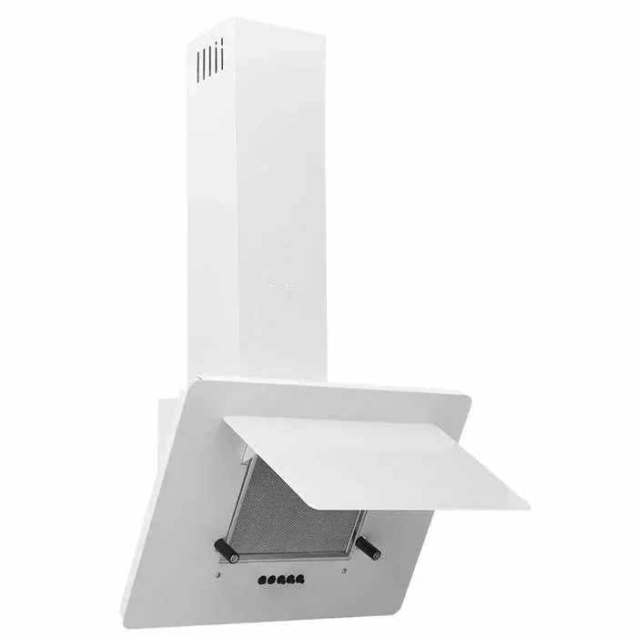 EN SOLDE*Meuble de cuisine -Hotte murale - MONNA - HOTTE ASPIRANTE - 60 cm Acier inoxydable et verre trempé Blanc@664282