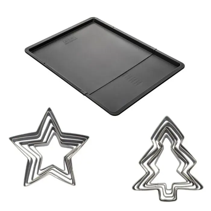 Ensemble avec plaque à pâtisserie extensible et 10 emporte-pièces de Noël - ZENKER
