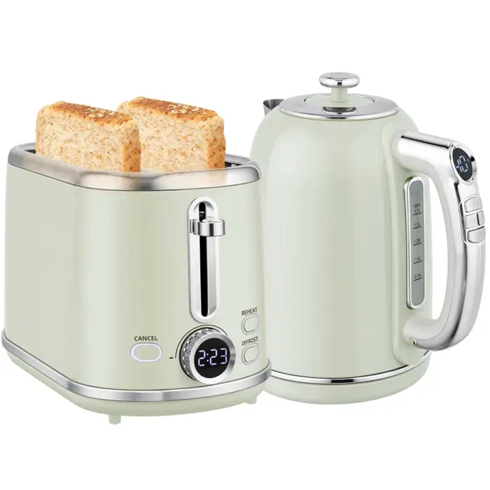 Ensemble bouilloire 17L 2200W et grille-pain 2 tranches - Acier inoxydable contrôle température - Gris