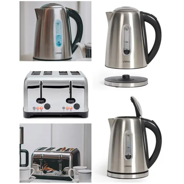 Ensemble bouilloire et grille-pain - LIVOO - Ensemble - 17 L - 2200 W - Inox