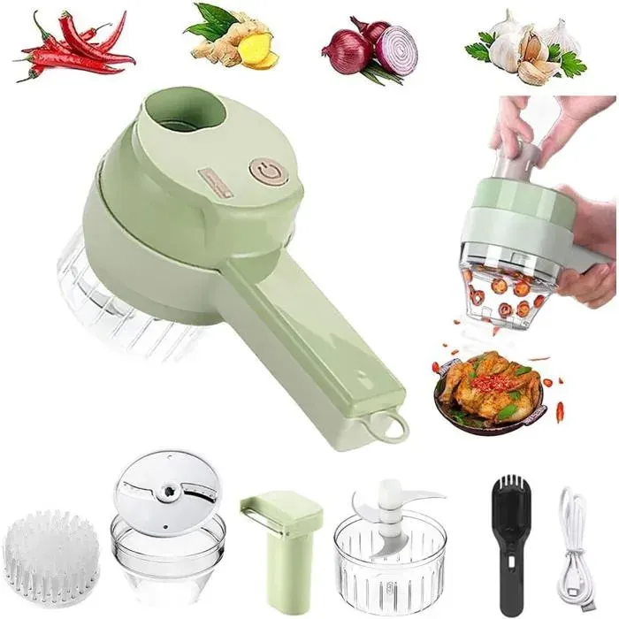 Ensemble coupe-légumes électrique à main 4 en 1 mini broyeur électrique multifonctionnel presse-ail hachoir robot