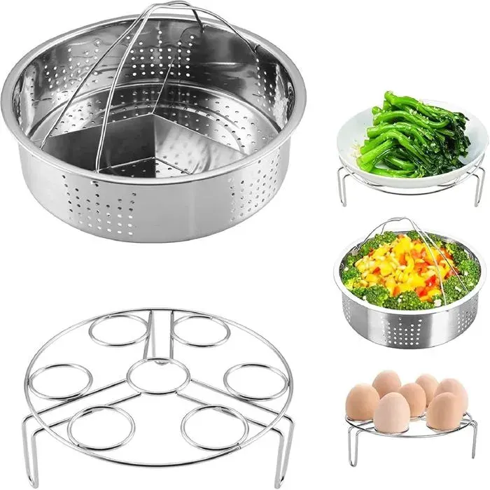 Ensemble cuiseur vapeur inox 3 pcs - RISING FF - FF - Inox 304 - Séparateur amovible empilable - Lave-vaisselle