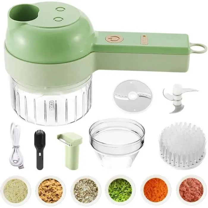 Ensemble de coupe-légumes multifonctions - keeper - Électrique sans fil - 4 en 1 - Trancher - Écraser - Éplucher