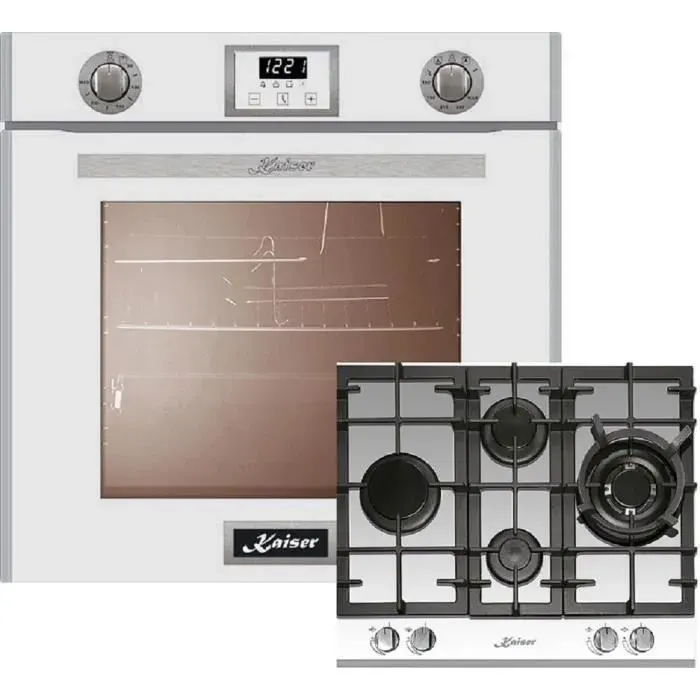 Ensemble de cuisine - Kaiser - EG 6374 - Four électrique - Table de cuisson à gaz - Inox blanc