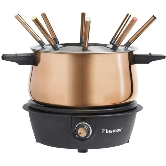 Ensemble de fondue - BESTRON - AFD850CO - 1500 W - 15 L - Cuivre et noir