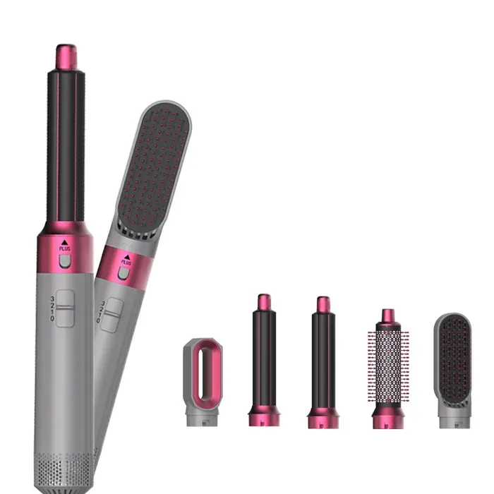 Ensemble de sèche-cheveux 5 en 1brosse à Air chaudpeigne coiffeur lisseurbrosse ionique pour sèche-cheveux adaptée - Grey Purple