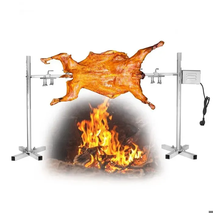Entièrement Automatique électrique Grill BBQ Rack 15W Kit de Rôtissoire Inoxydable 70kg Réglable en Hauteur avec Moteur Portable