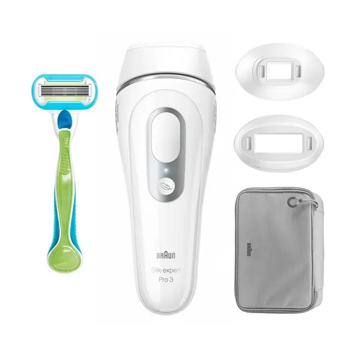 Épilateur à lumière pulsée - BRAUN - IPL 3 PL3222P - Smart SkinProtect - Kit 3 têtes - Usage à domicile 13 min/semaine