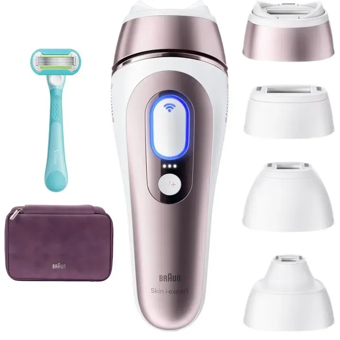 Épilateur à lumière pulsée - BRAUN - Skin i-expert PL7431 - IPL - Capteur SkinProtect - Blanc et Rose gold