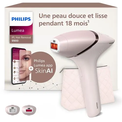 Epilateur à lumière pulsée sans-fil Philips Lumea série 9900, BRI950/02 Blanc et Rose