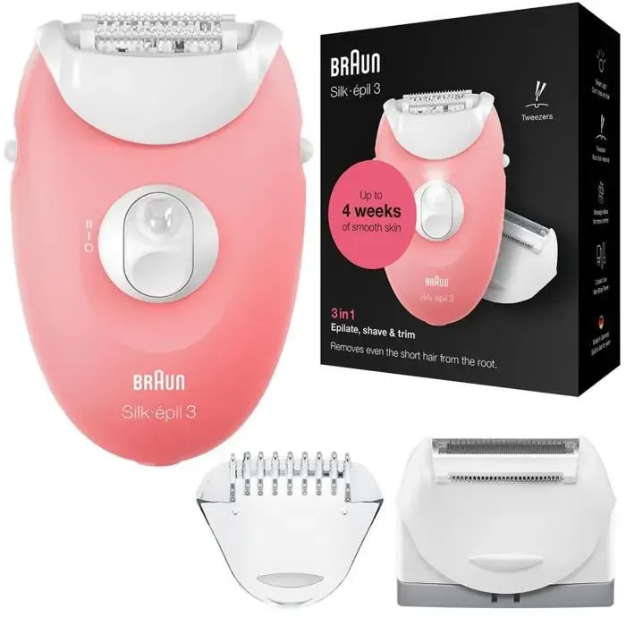 Épilateur - BRAUN - SE3277 - Rose - Confort maximal - Peau lisse durable