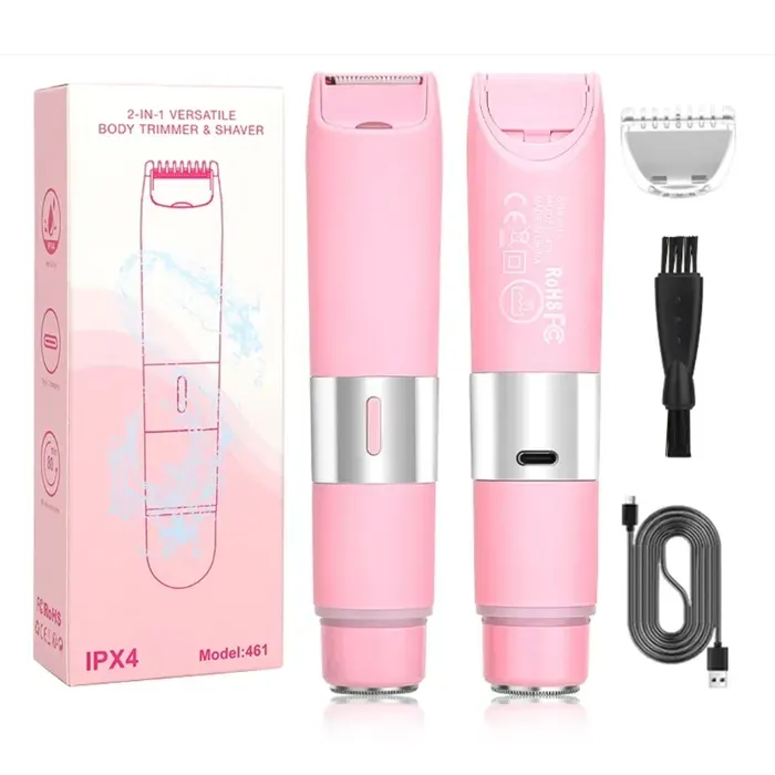 Épilateur électrique 2 en 1 pour femme rasoir sans fil pour le visage les lèvres le menton les aisselles et les jambes (rose)