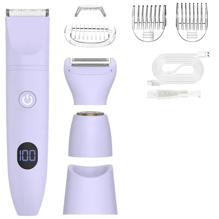 Épilateur électrique 3 en 1 pour femmes – Utilisation sur peau sèche ou humide affichage numérique rasoir lavable tondeuse pour