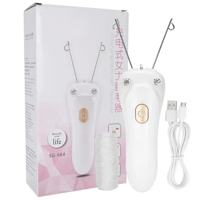 Épilateur électrique à filetage épilateur à fil de coton avec chargement USB (câble USB à fil de coton hôte) (doré)