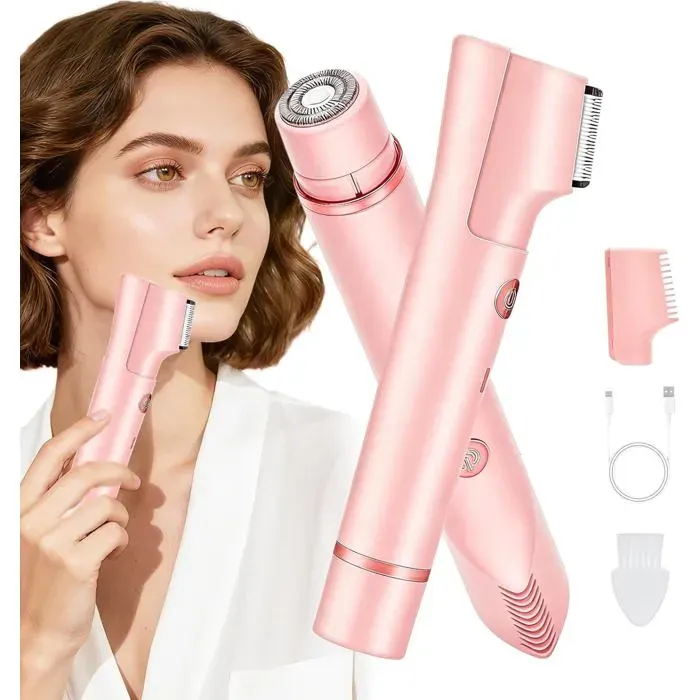 Épilateur électrique femme 2-en-1 - 2-en-1 tondeuse et rasoir - Étanche IPX7 - Rechargeable sans fil