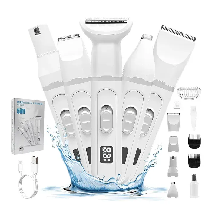 Épilateur Électrique Femme - JORMFTTE - 5 en 1 - IPX7 Étanche - Utilisation Sans Fil - Rechargeable USB