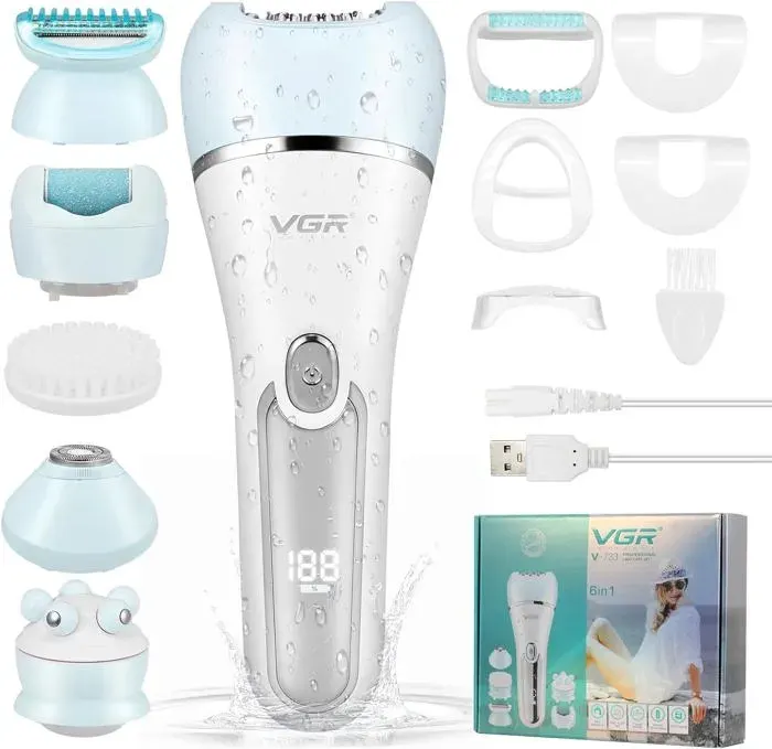 Epilateur Electrique Femme6 En 1 Rasoir Electrique Femme Sans FilAffichage Led RechargeableRasoir Électrique Sec Et Humide Avec