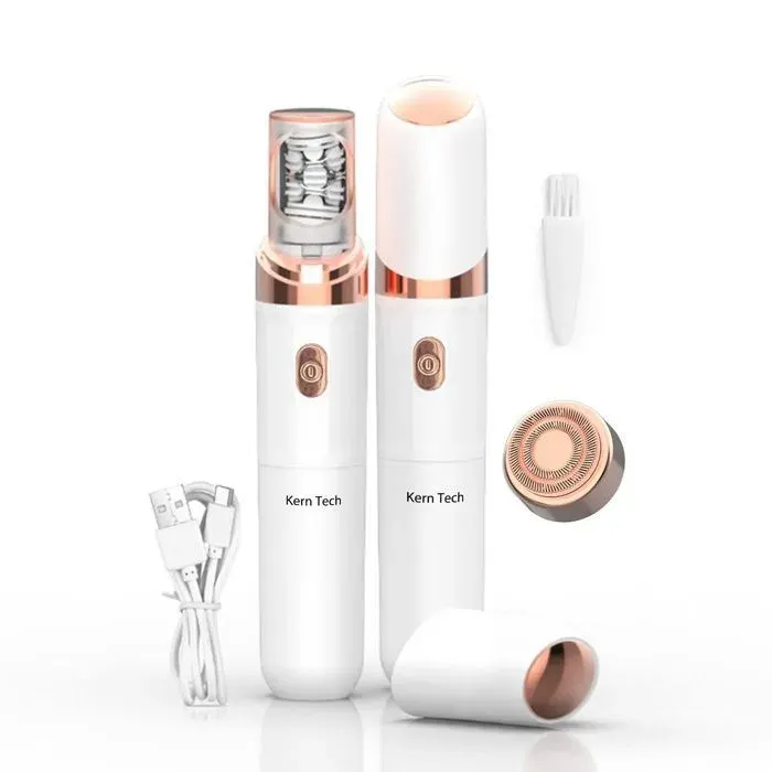 Épilateur électrique - Kern Tech - 350mAh Mini épilateur électrique 2 en 1 rasoir rechargeable pour femme avec 2 têtes remplaçables