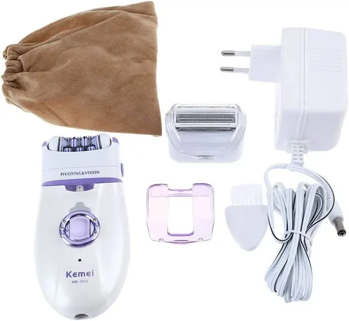 Épilateur électrique pour femme 2 vitesses pour le visage le corps les aisselles le maillot et les jambes avec lumière LED