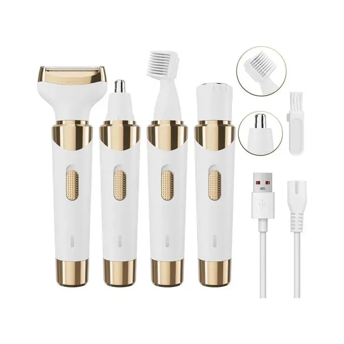 Épilateur électrique pour femme - ABS - blanc - 4 en 1 - rechargeable - pour retirer les poils du visage et du corps