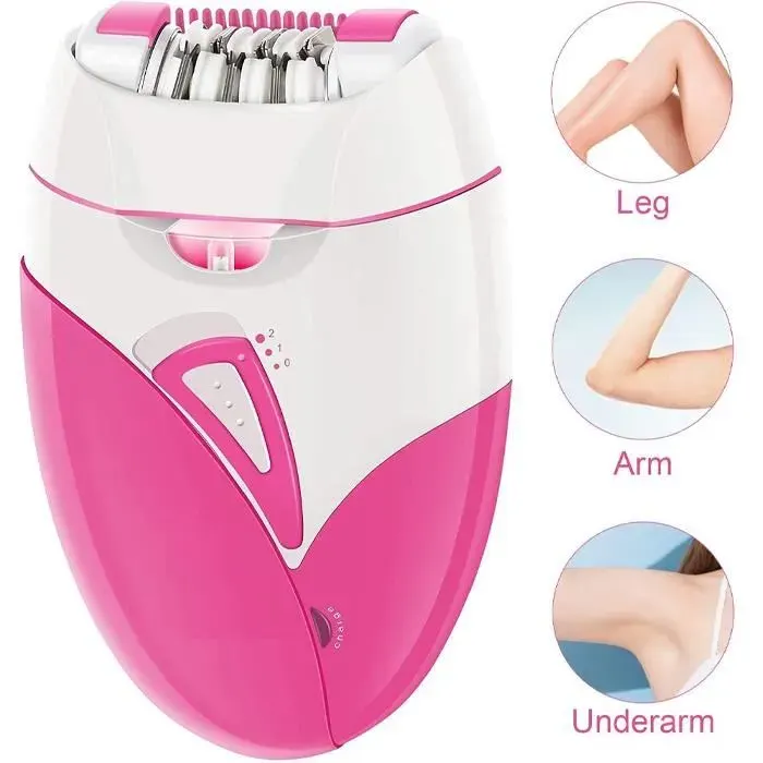 Épilateur électrique pour femme - ZGEER - LED Lumière - Rechargeable - Rose rouge et blanc