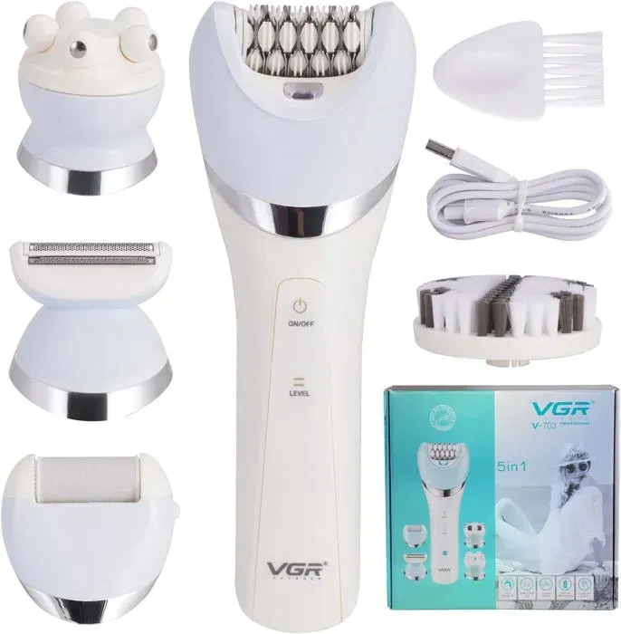 Épilateur Électrique Pour Femme5 En 1 Rasoir Electrique Sans Fil Pour Les Jambes Et Le Corps ÉpilationWet & DryTondeuse Avec Ép