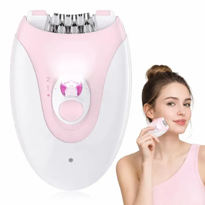 Épilateur électrique pour le visage - GRANDSALEY - 36 pinces - Sans fil USB - 2 vitesses - LED intégré
