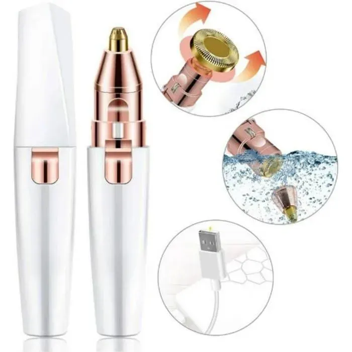 Épilateur Électrique - PZCC - 2 En 1 - Visage et Sourcils - Rechargeable - Avec Brosse